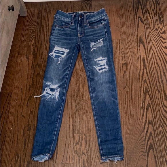 American Eagle Outfitters Denim - Dark blue ripped jeans.